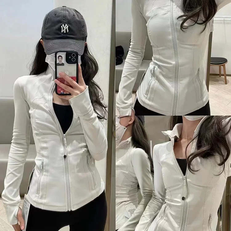 Women's White Zip-Up Active Jacket with Side Pockets [14 styles]