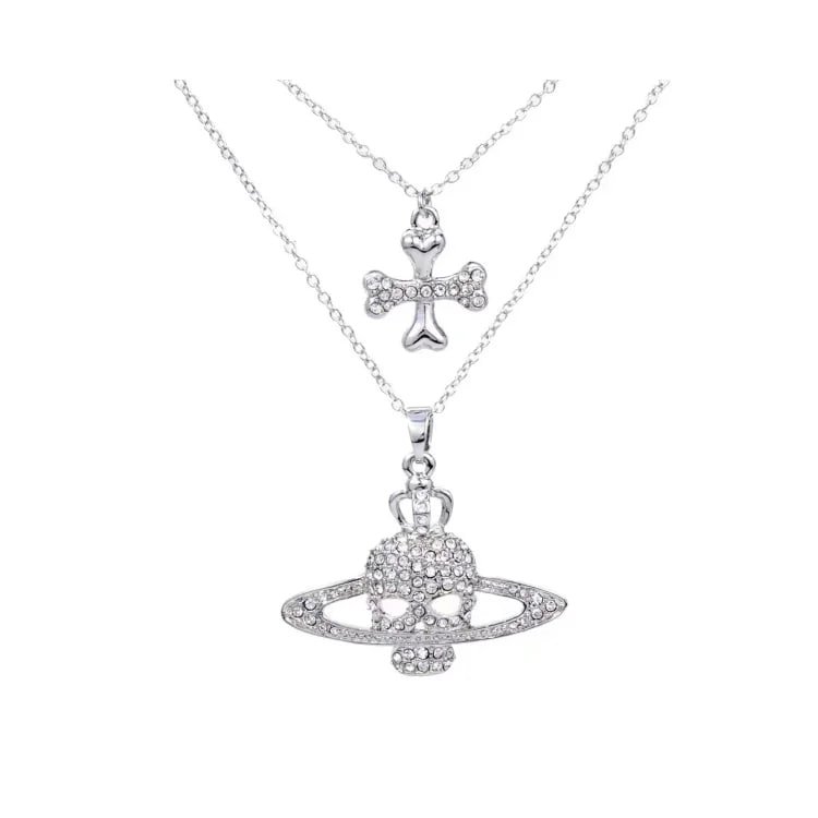  Vivienne Westwood Orb Skull Cross Necklace Set [2 styles] -4