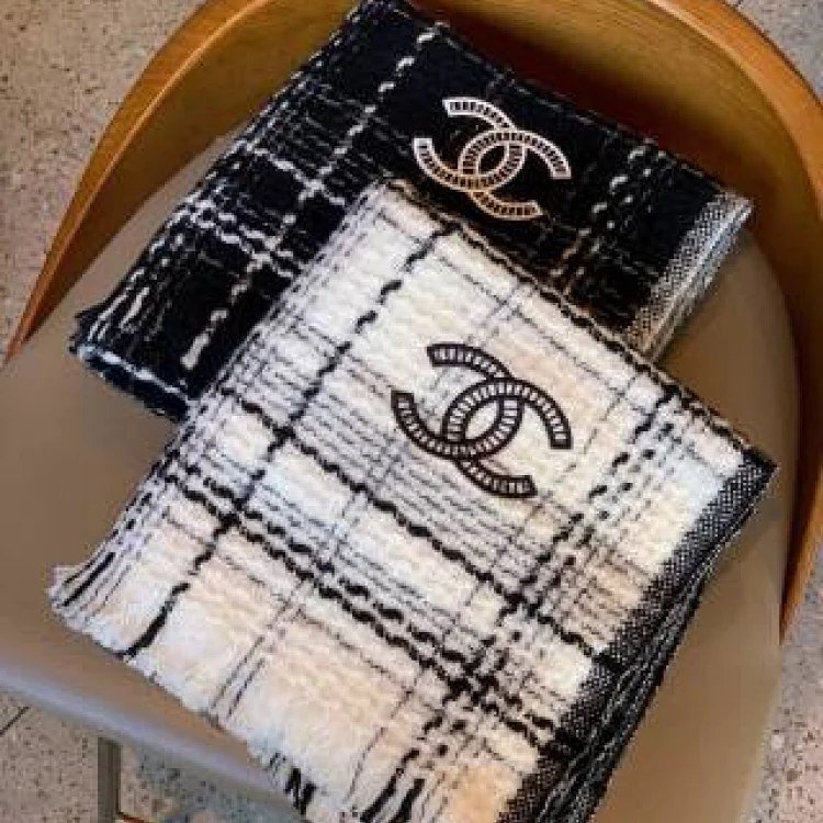 Chanel Tweed Plaid Scarf [4 styles] -2