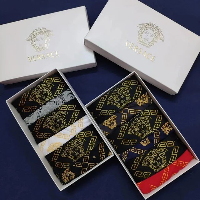 VERSACE Men's stylish full body logo print breathable briefs Boxer briefs Underwear 3pcs -3
