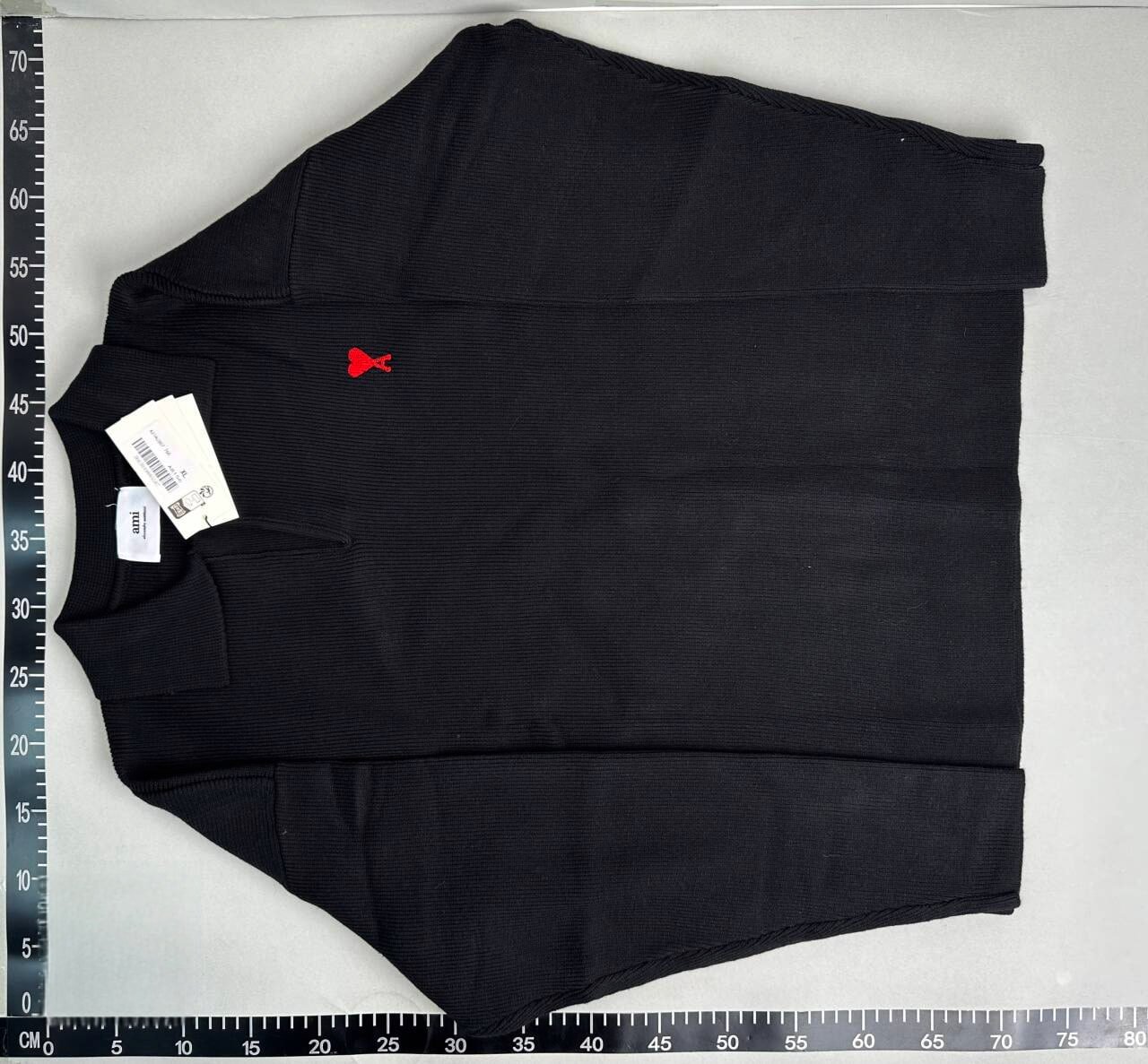 Ami Heart Logo Ribbed Polo Sweater [2 styles] -3