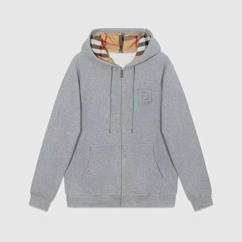 Check-Lined Zip Hoodie