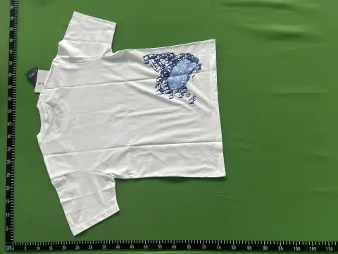 Blue Floral Graphic White T-Shirt -2