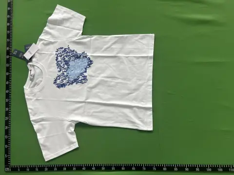 Blue Floral Graphic White T-Shirt -4