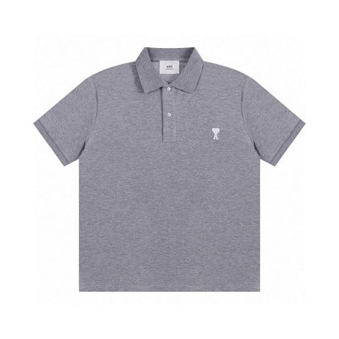Ami Heart Logo Gray Polo Shirt