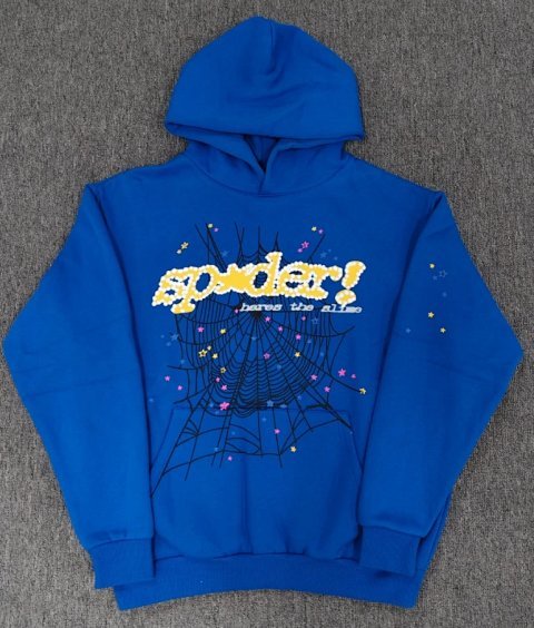 Sp5der Web Graphic Blue Hoodie