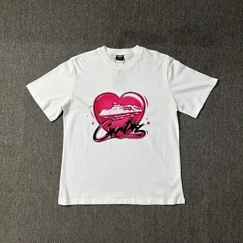 Pink Heart Graphic White T-Shi