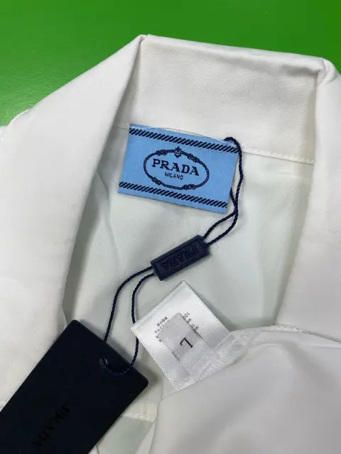 Prada Polka Dot White Short Sleeve Shirt -5