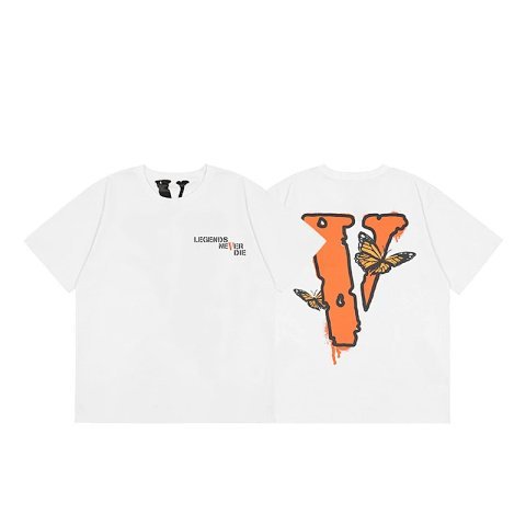 Vlone Orange Logo White T-Shir