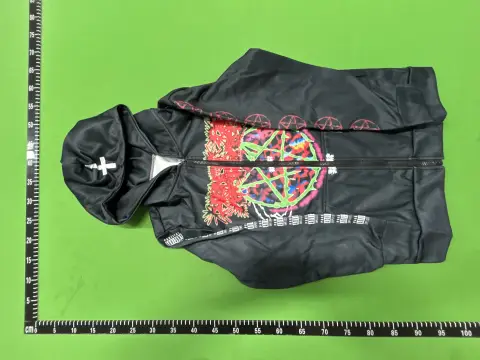 Graphic Print Gray Zip Hoodie -2