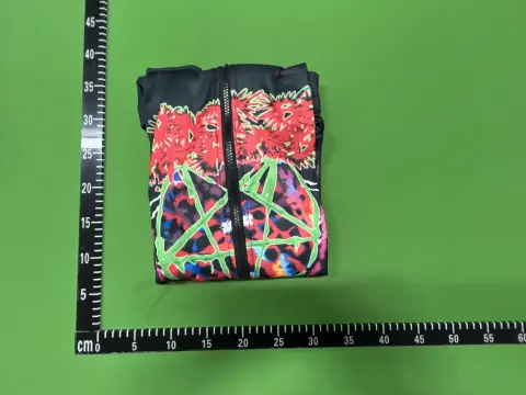 Graphic Print Gray Zip Hoodie -4