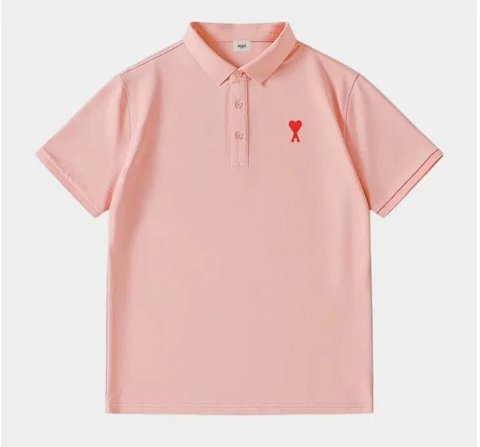 Ami Heart Logo Pink Polo Shirt