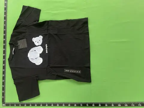 Palm Angels Blue Heart Logo Black T-Shirt -3