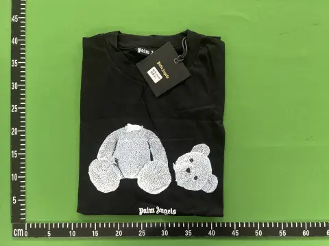 Palm Angels Blue Heart Logo Black T-Shirt -4