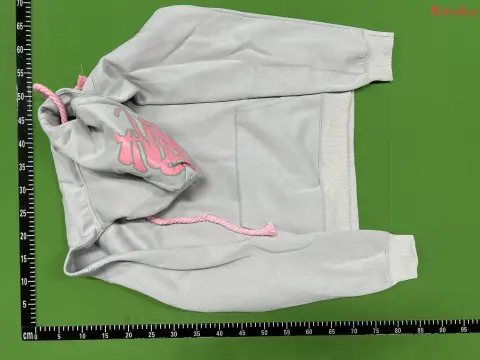 Gray and Pink Graphic Pullover Hoodie -4