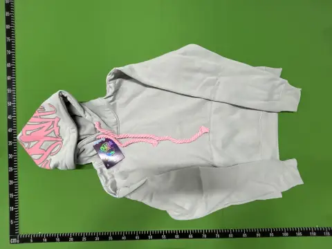 Gray and Pink Graphic Pullover Hoodie -5