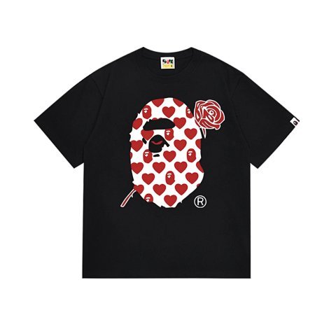 Bape Heart Graphic Black T-Shi