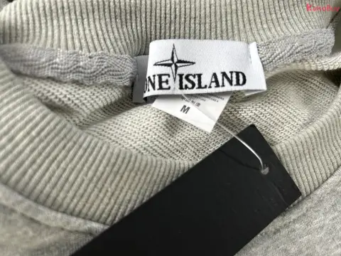 Stone Island Logo White Crewneck Sweatshirt -6
