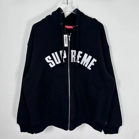 Supreme Logo Navy Zip Hoodie