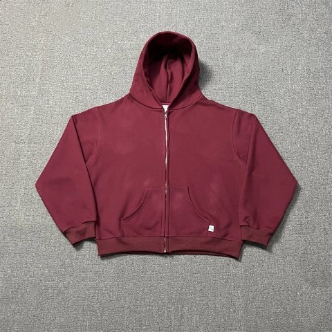 Burgundy Oversized Zip-Up Hood