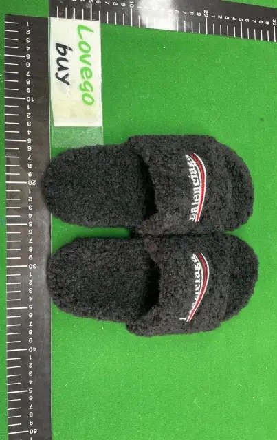 Embroidered Furry Platform Slides -2