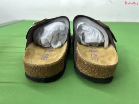 Genuine Leather Cork Platform Slides -2