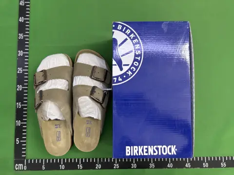 Genuine Leather Cork Platform Slides -5