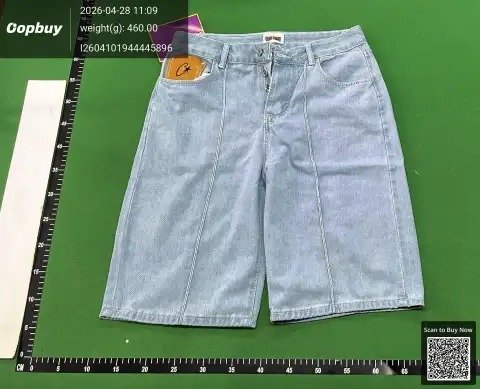 Printed Denim Street Shorts -4