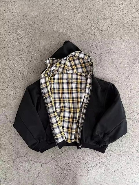 Y2K Plaid Zip-Up Hooded Sweats