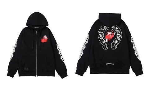 Casual Print Zip Hoodie