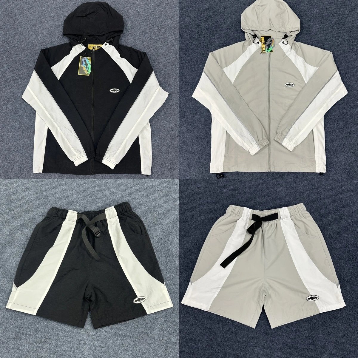Color-Block Windbreaker and Sh