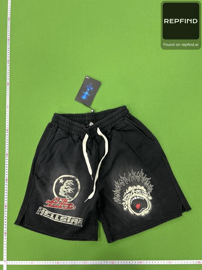Flame Graphic Washed Shorts -4
