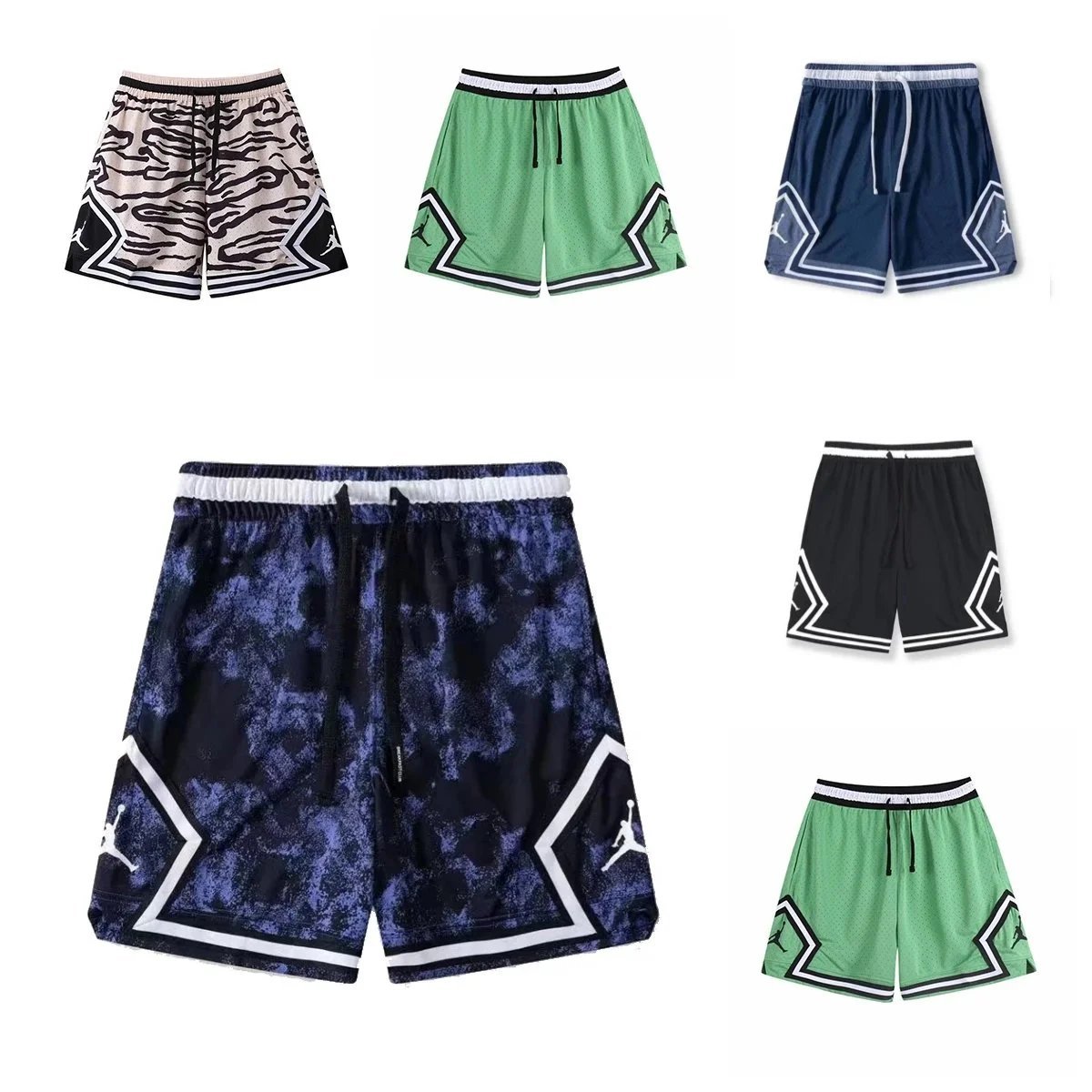 Multi-Print Mesh Sports Shorts