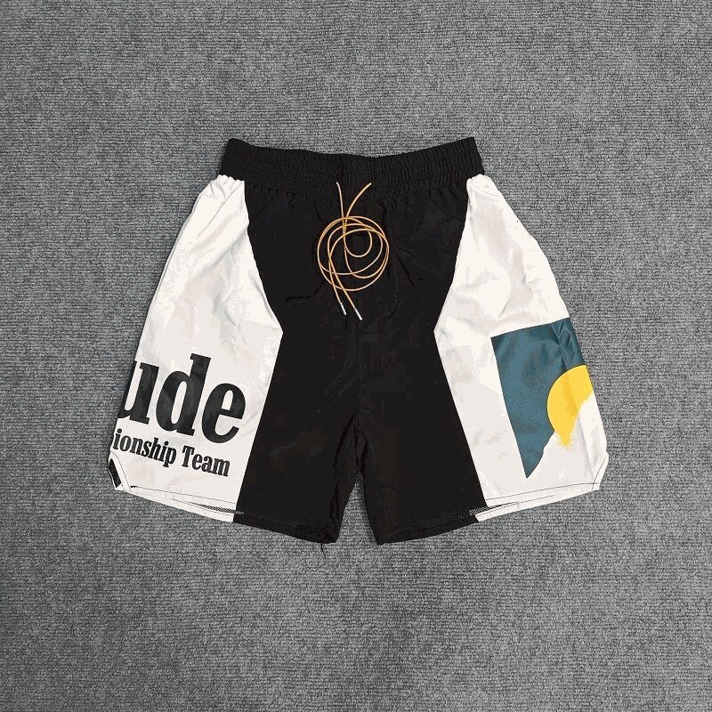 Black Patchwork Casual Shorts