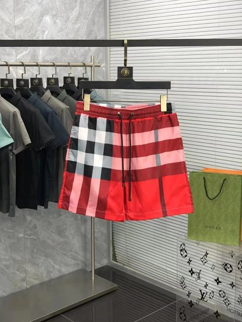 Red Plaid Denim Shorts