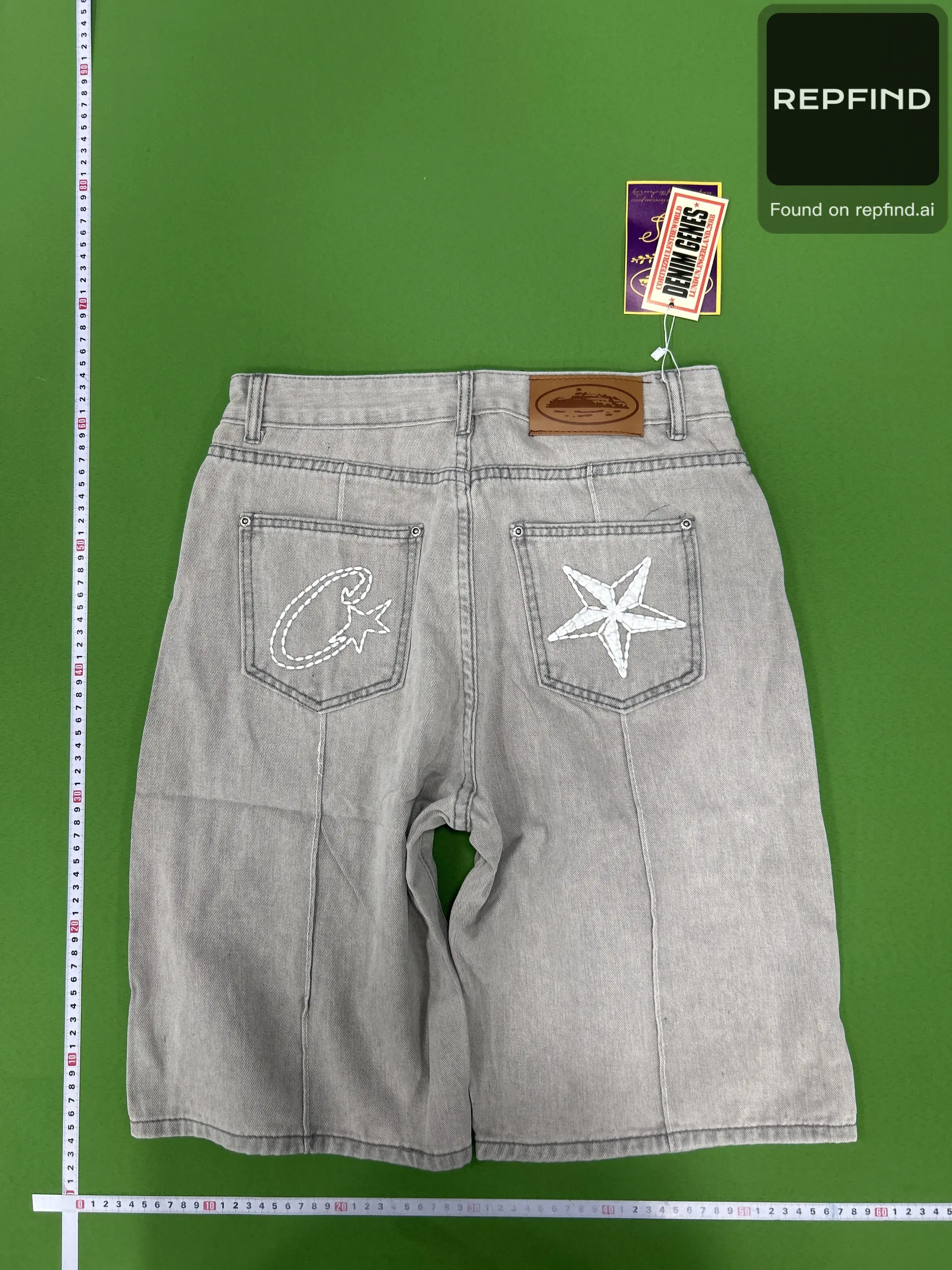 Corteiz Star Embroidered Distressed Denim Shorts -5