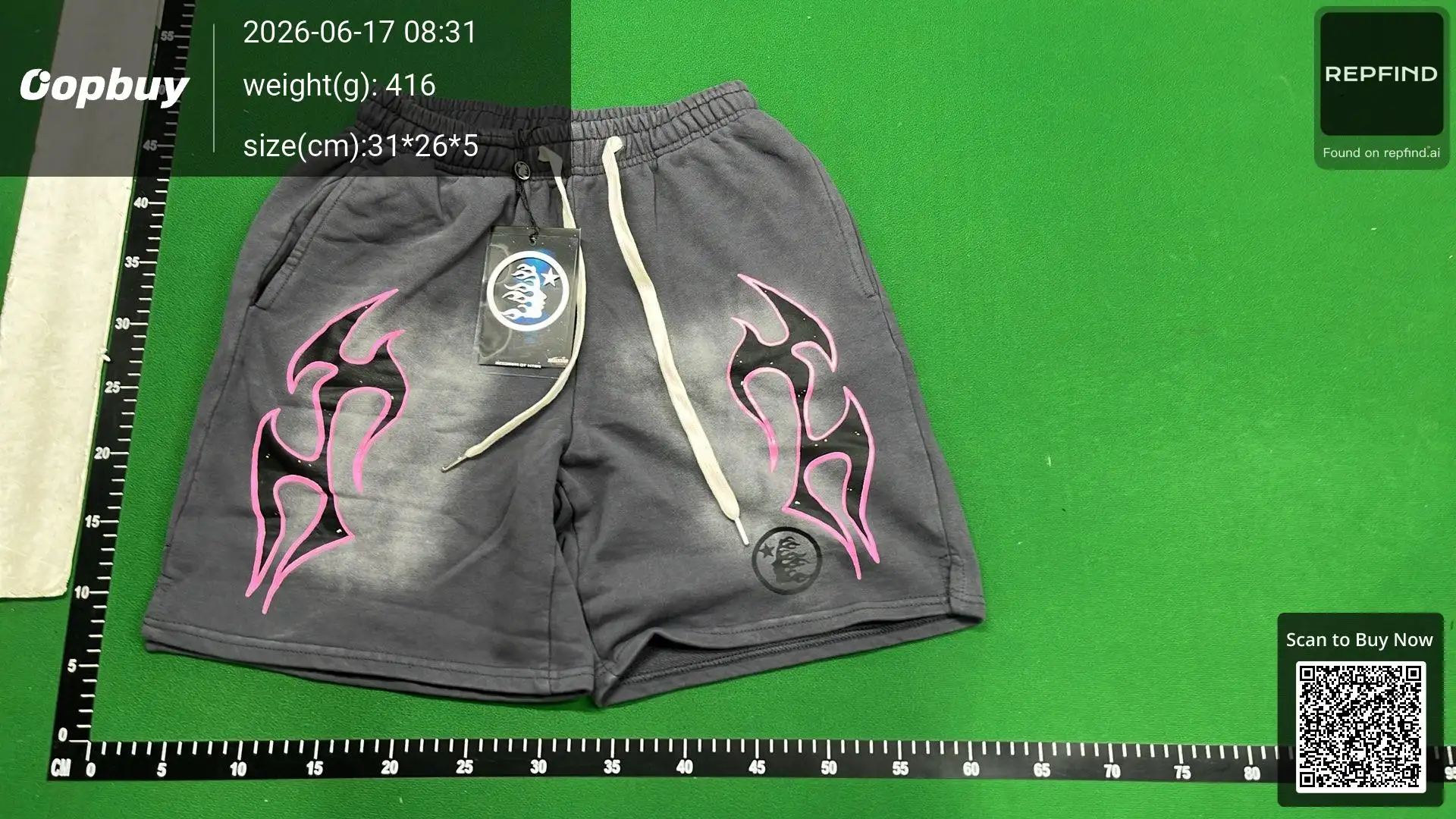 Hellstar Flame Print Washed Shorts -2