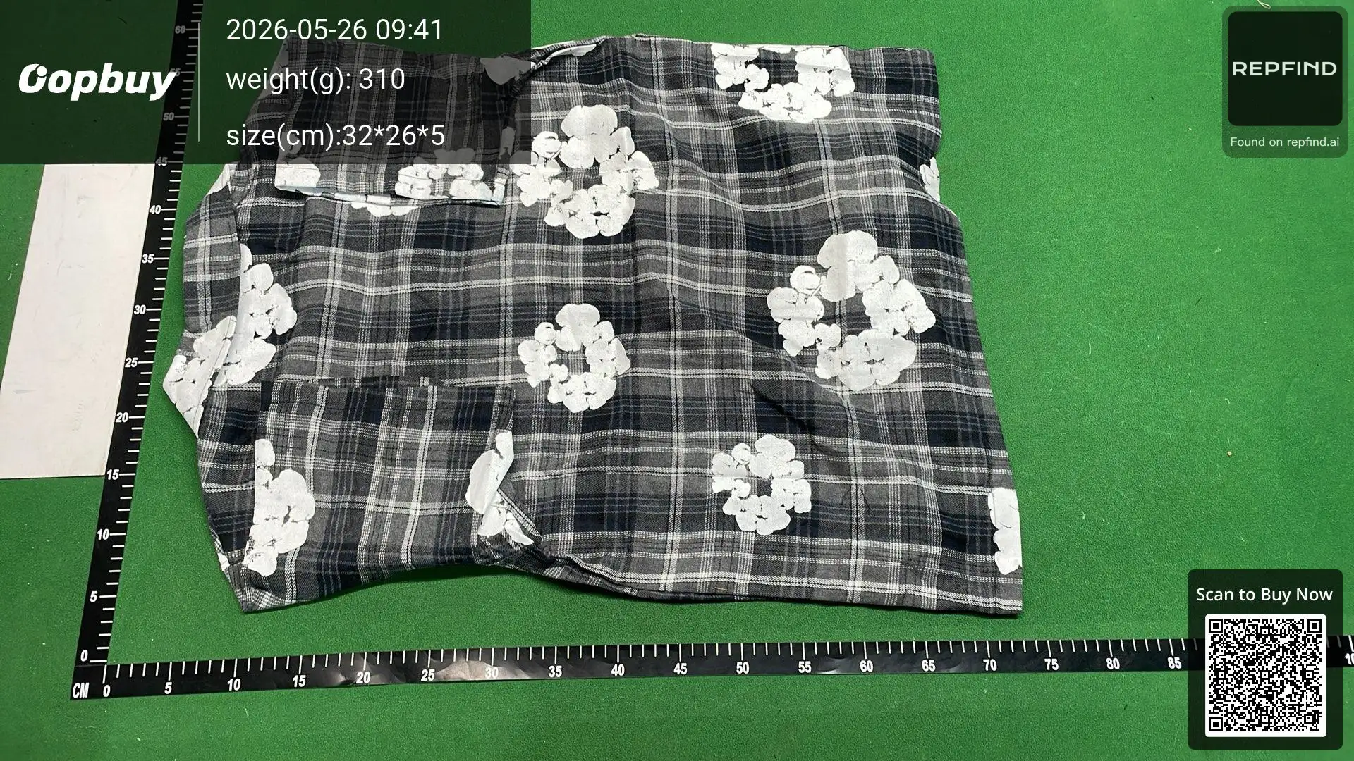 DT Cotton Flower Plaid Short Sleeve Shirt -2