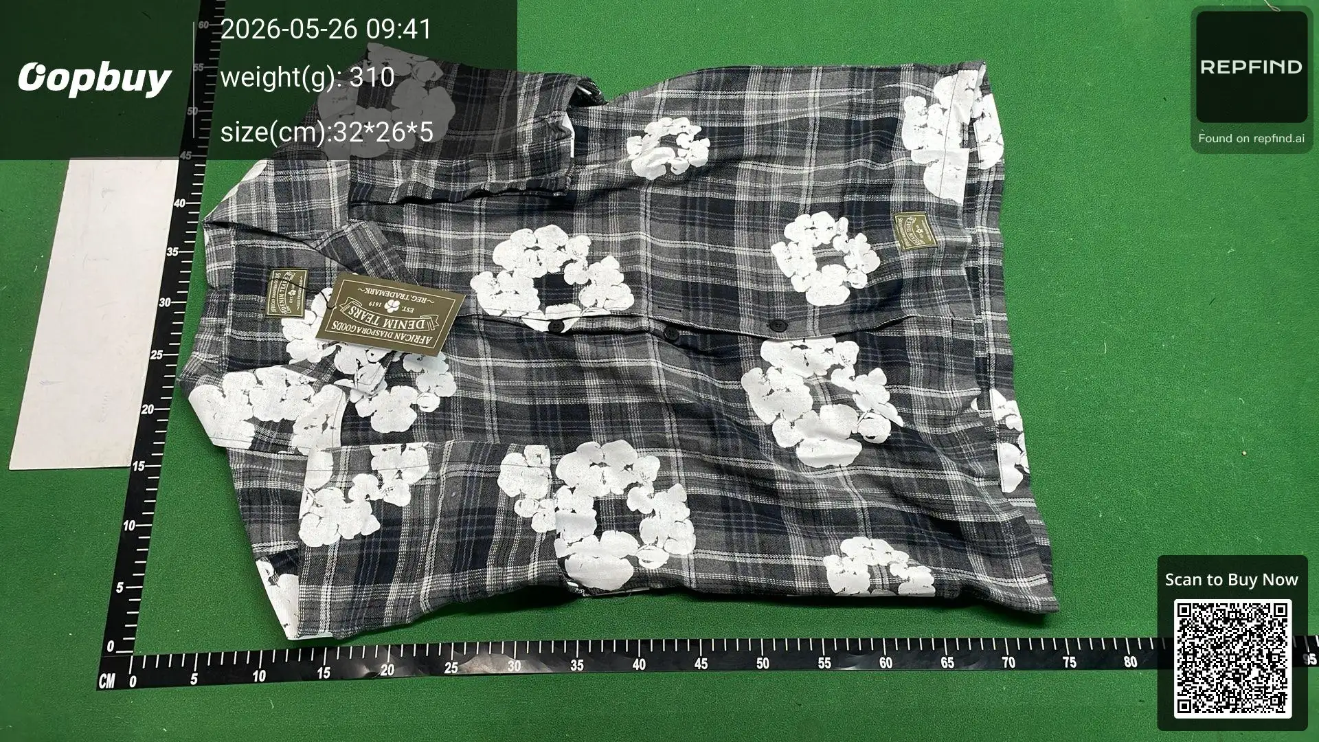 DT Cotton Flower Plaid Short Sleeve Shirt -3