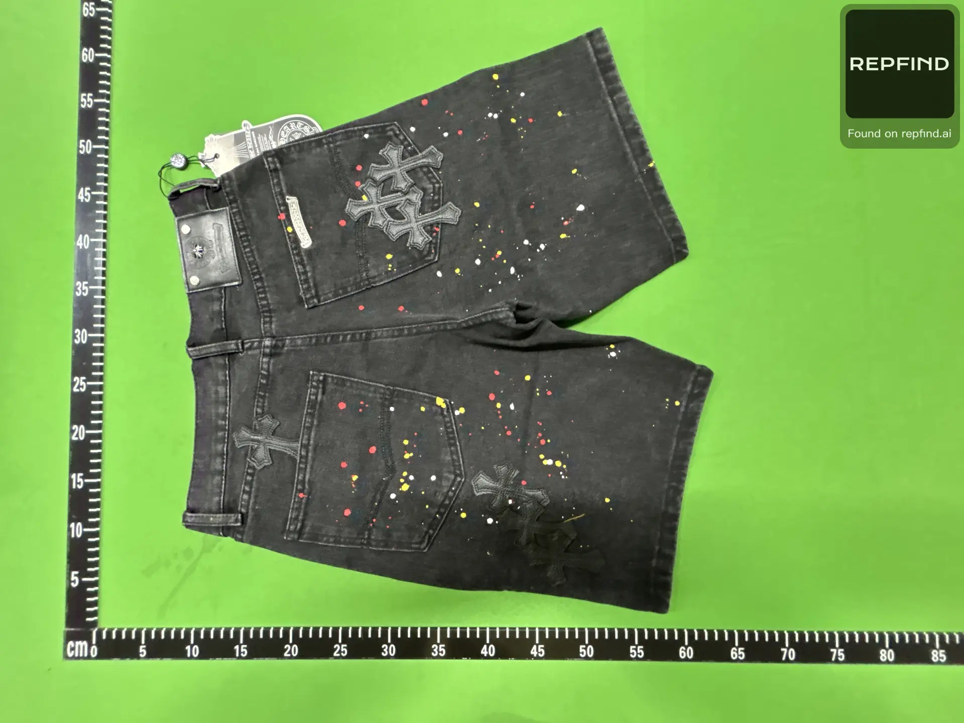 Denim Cross Patchwork Shorts -3