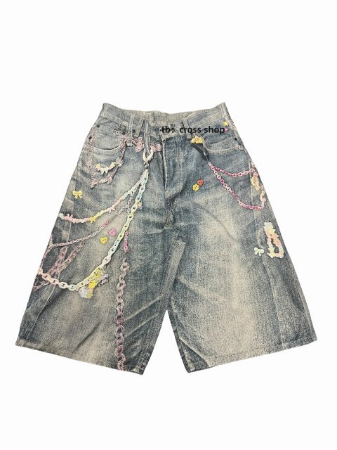 Candy Print Denim Shorts