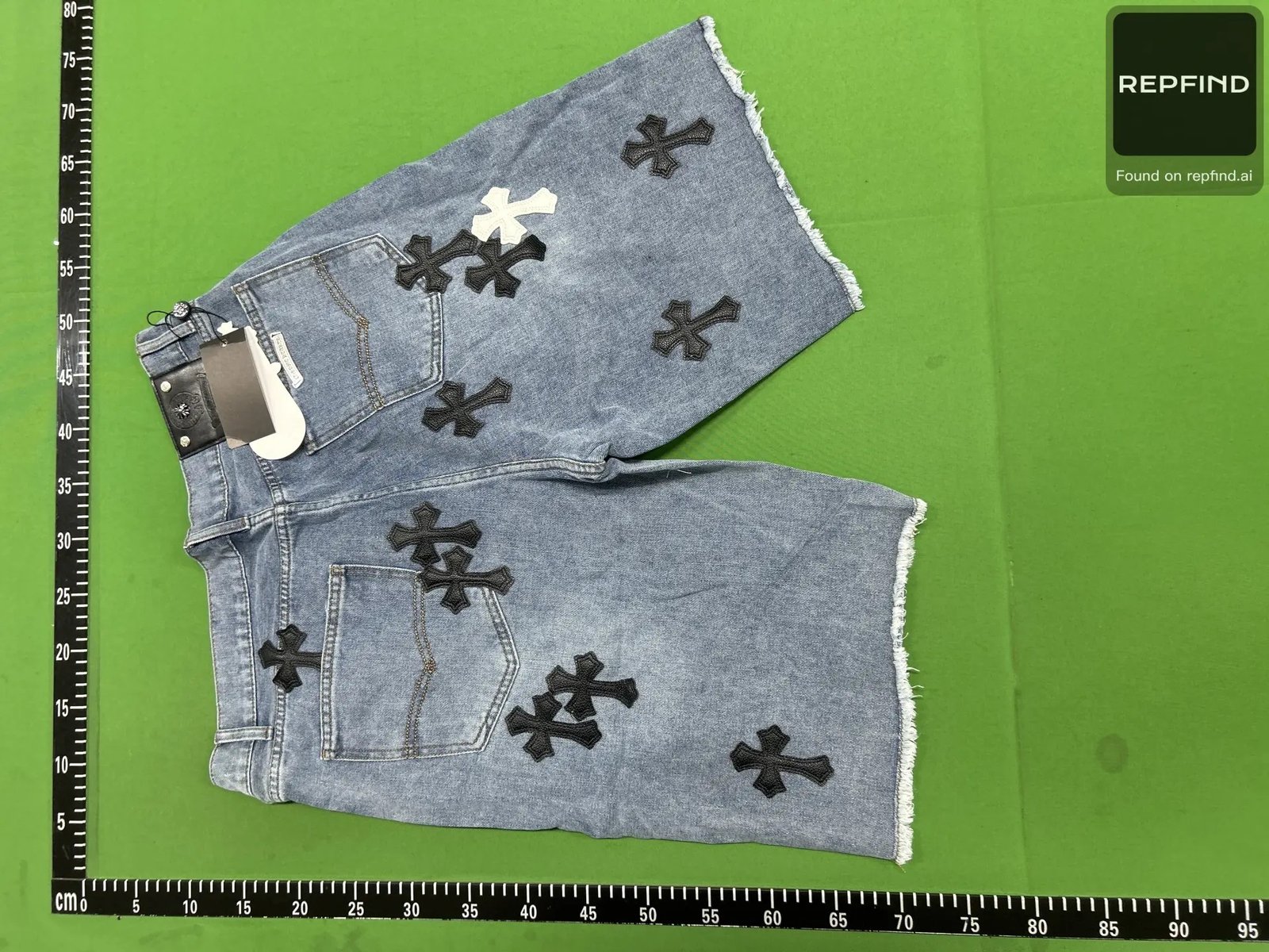 Horseshoe Letter Print American-Style Denim Shorts, Correct Version -4