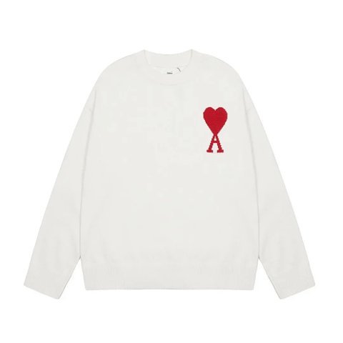 AMI Heart Jacquard Crewneck Sw