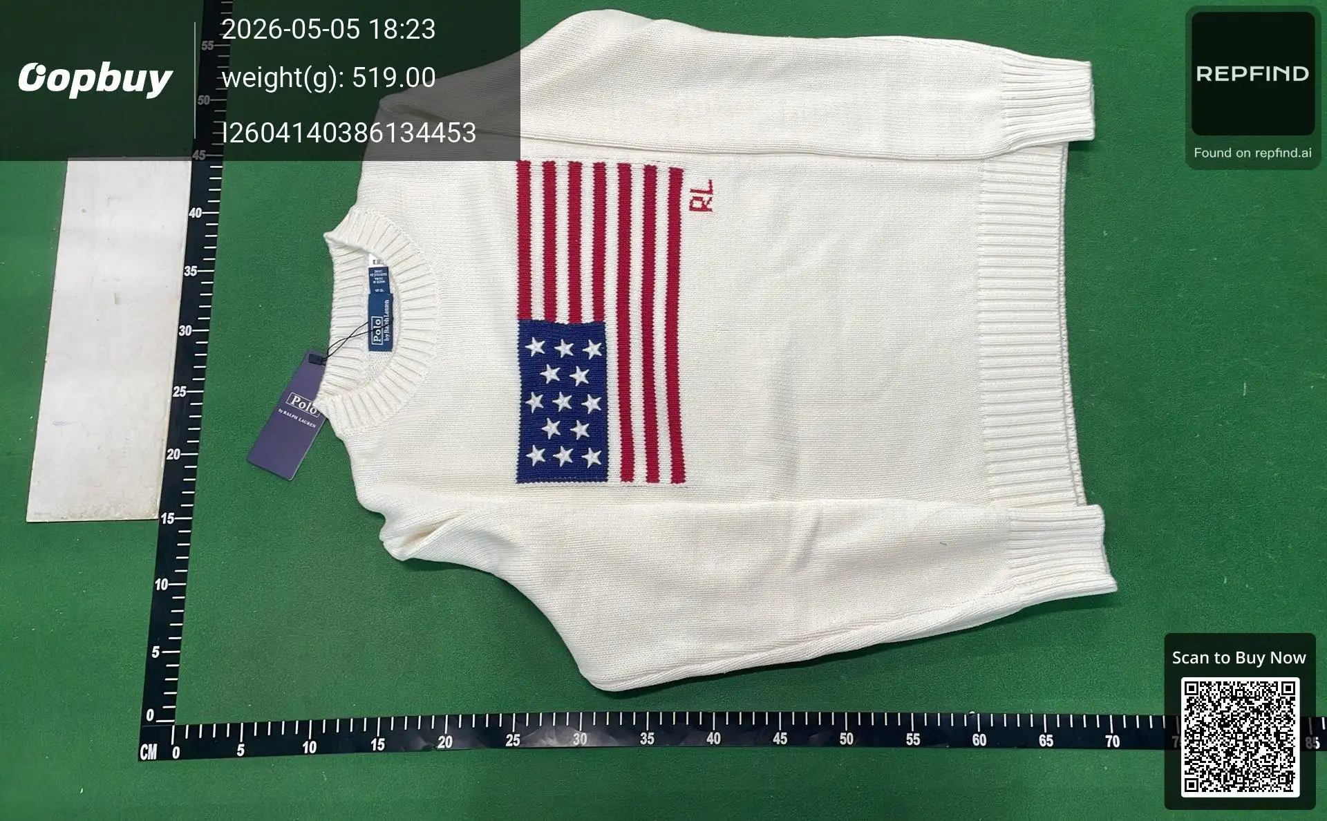 RL Flag Pattern Loose Crewneck Knit Sweater -2