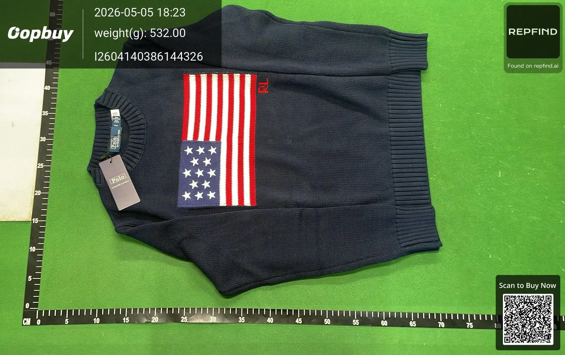 RL Flag Pattern Loose Crewneck Knit Sweater -3