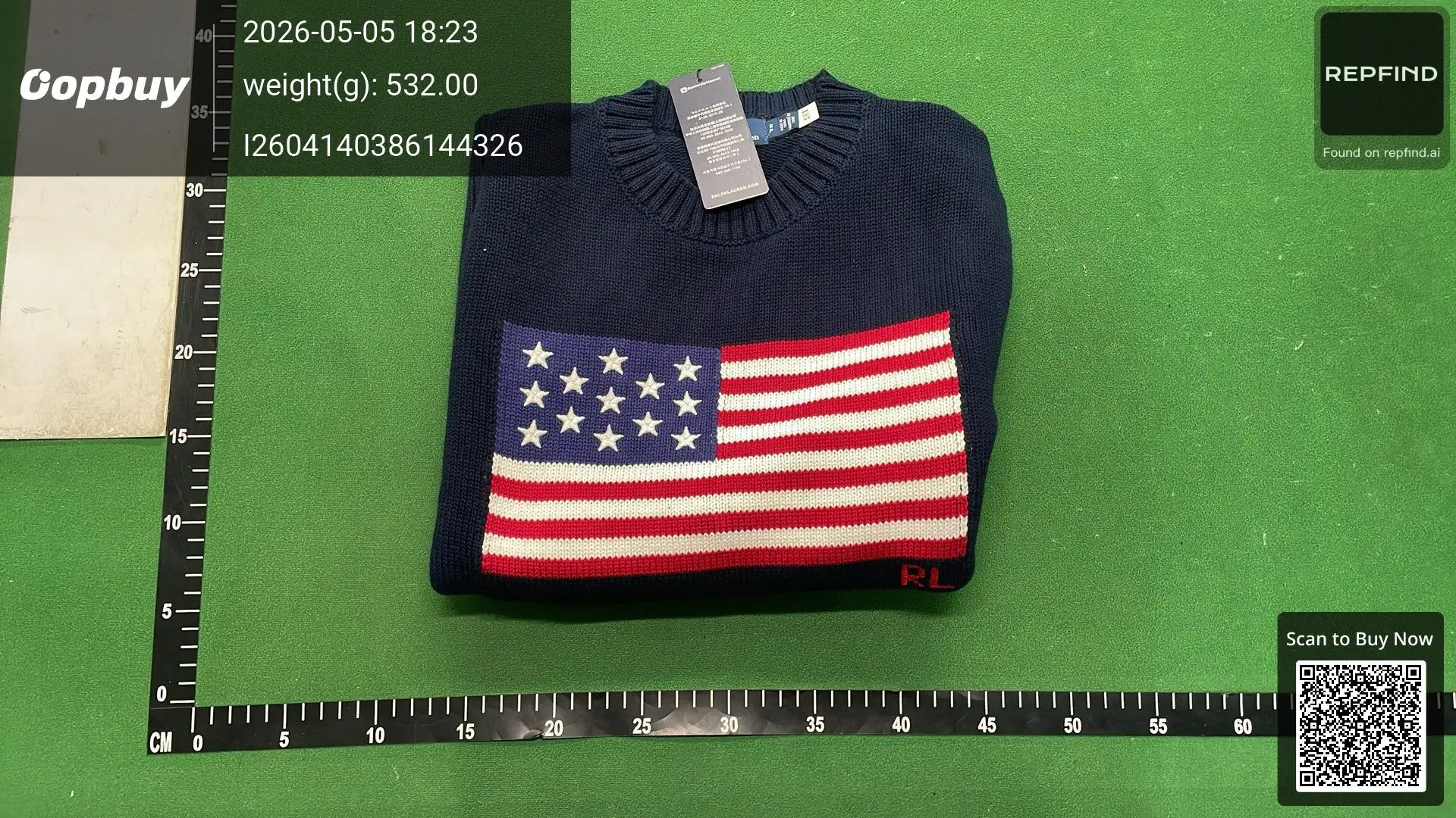 RL Flag Pattern Loose Crewneck Knit Sweater -6