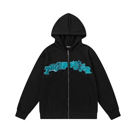Letter Print Zip-Up Hoodie