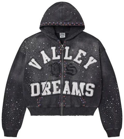 Unisex Rock Print Loose Zip-Up