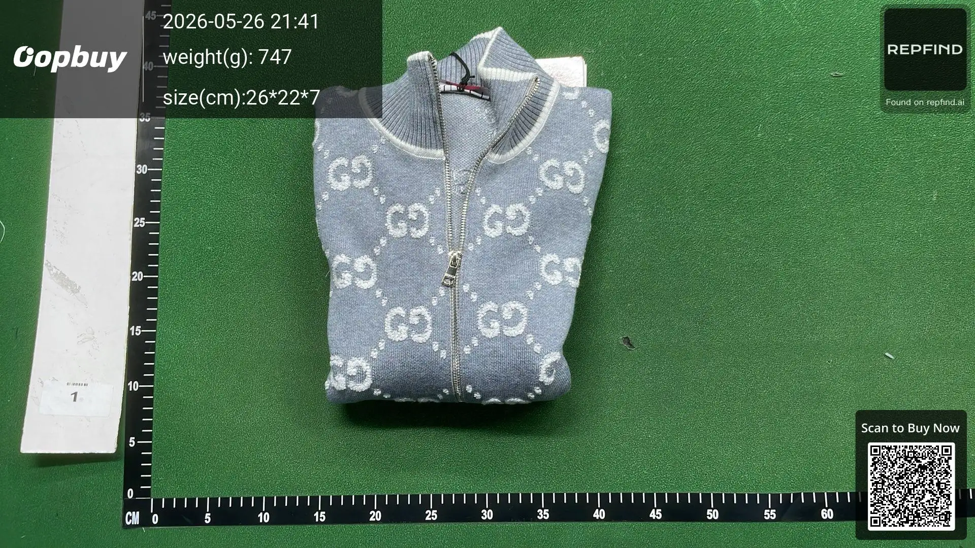 Double G Monogram Knit Zip-Up Cardigan -2