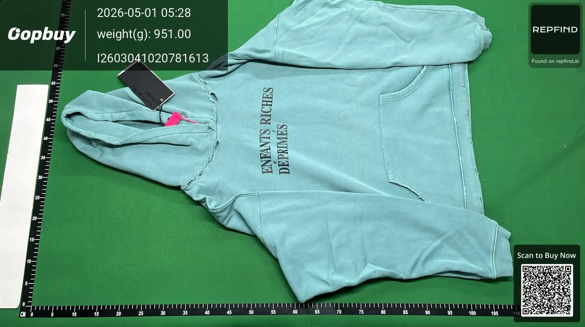 ERD Gray Logo Print Pullover Hoodie -3